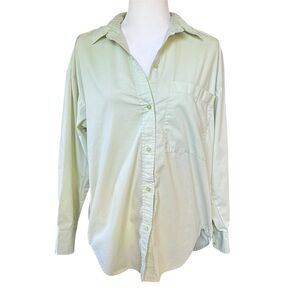 Abercrombie & Fitch oversized light pistachio green button down shirt Size Small